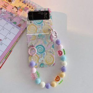 Samsung flip4 candy case with flower strap